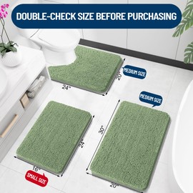 OLANLY Bathroom Rugs 30x20, Extra Soft Absorbent Chenille Bath Rugs, Non-Slip, Dry Quickly, Machine Washable, Bath Mats for Bathroom Floor, Tub and Shower, Sage Green
