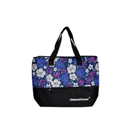 Hawaiian Print Large Insulated Cooler Tote Bag 245 (Honu Family 2 - Navy/Pink)