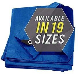 Tarp Cover Blue Waterproof 10x12 Great for Tarpaulin Canopy Tent, Boat, RV Or Pool Cover (Standard Poly Tarp 10'X12')