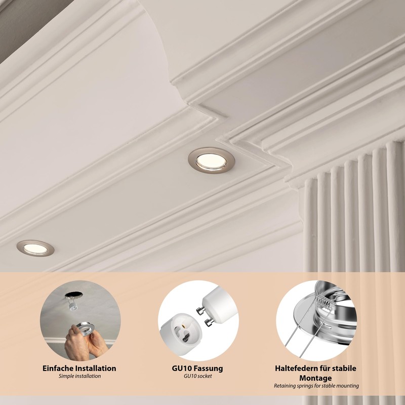 ledscom.de Circ Ceiling Mounting Frame Aluminium Matt Chrome (LED/Halogen/GU10/MR16/PAR16/50 mm)