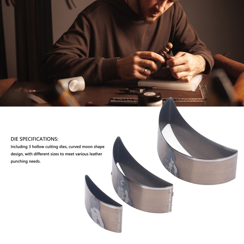3PCS Cutting Die Set Alloy Steel Curved Moon Shape Hollow