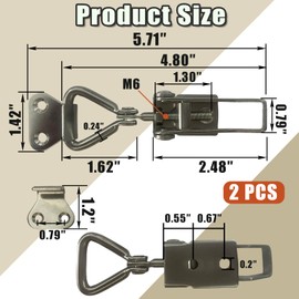 2PCS Thickened Heavy Duty Toggle Latch Clamp Adjustable Pull Hasp Latches Toggle Latch Catch Set Quick Release Pull Latch for Smoker Lid Jig Freezer Door Cooler Box Case Trunk Draw Chest (Silver)