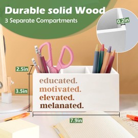 VIIJJUE Black Girl Magic Desk Accessories Decor Wooden Pen Pencil Holder, girls desk organizer for Home Office，Black Girl Women Inspirational Gifts