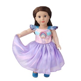 NIXNUT Doll Clothes Long Gauzy Dress Princess Summer Clothing for American Girl Doll 18-inch with Sequins Shell Pattern