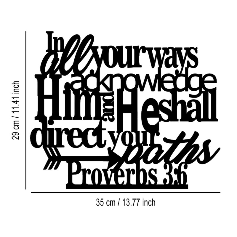 LIYOUYA Proverbs 3:6 Metal Wall Decor - Scripture Motivational Christian