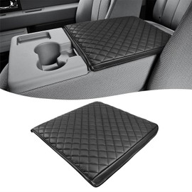 Center Console Armrest Cover for Ford F150 2011 2012 2013 2014, Middle Console Lid Protective Covering, Arm Rest Cushion Pad, PU Leather Interior Accessories, Anti-Scratch, Black (Fits Jump Seat Only)