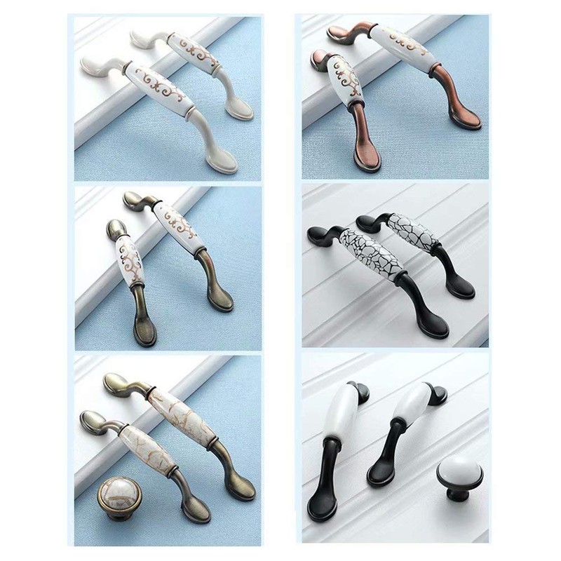 BOZONLI 4 Pack Ceramic Handles, Cupboard Handles, Door Knobs Drawer