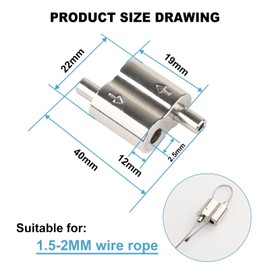 Vigtayue 8PCS M3 Wire Rope Cable Clamp, 1/16" Rope Cable Suitable for Picture Hanging, Lighting Cable Alloy Two-Way Cable Clamp, Freely Adjustable Wire Rope Clips Length Without Disassembly (Sliver)
