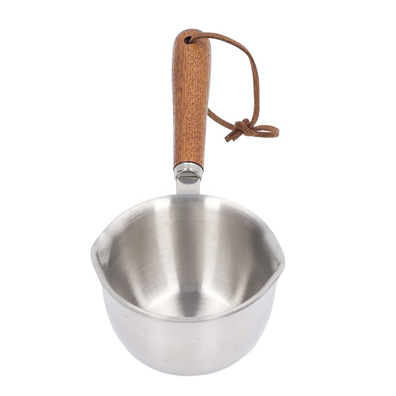 Butter Warmer Stainless Steel Wooden Handle 3 Layers Multi Purpose