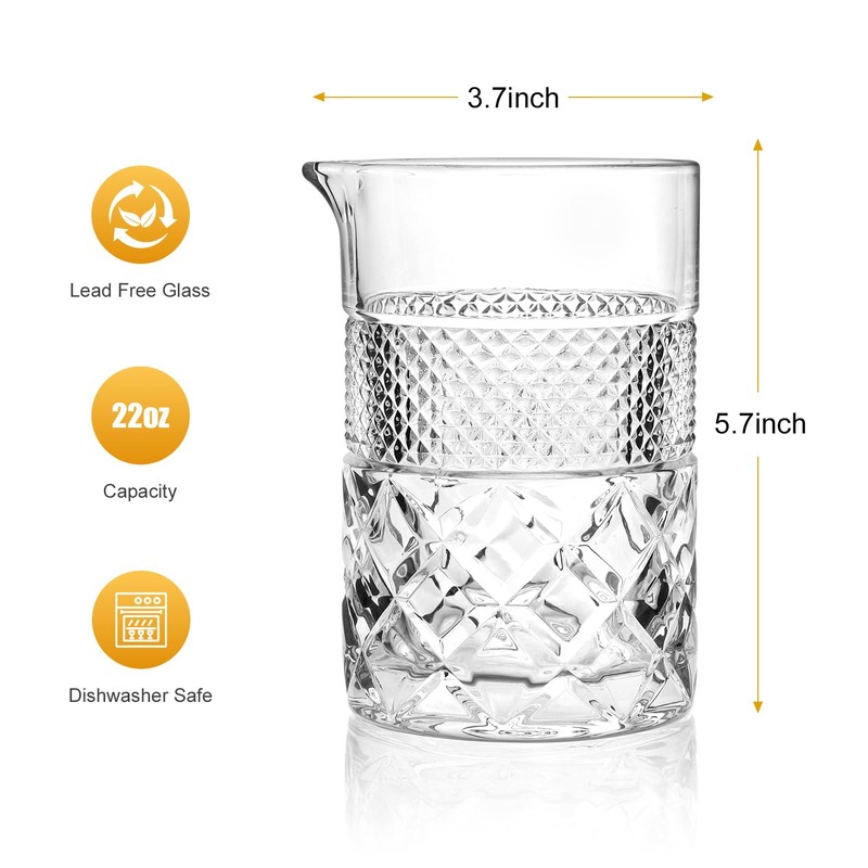 Cocktail Mixing Glass - Premium 22oz - Solid, Stable, Sturdy