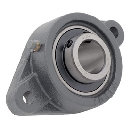 UCFT207-20 - 2-Bolt Flange-Mount Ball Bearing Unit, Insert Bearing UC207-20, Cast Iron Housing FT207, Bore Shaft 1-1/4 in (31.75 mm), Set Screw Locking, 6-1/8 in (155.575 mm) Flange Length
