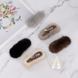 Lala 천연 밍크털 똑딱핀(LALA-H676) Natural Mink Fur Hair Clip (LALA-H676)