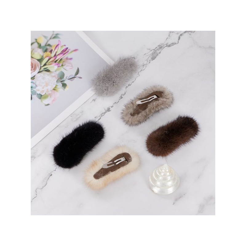 Lala 천연 밍크털 똑딱핀(LALA-H676) Natural Mink Fur Hair Clip (LALA-H676)