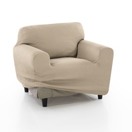 Faverti Elastic Armchair Cover for Single Chair, High-Quality Protection Made of Jacquard Fabric, Cotton Feel, Real Model | Armchair Cover Beige