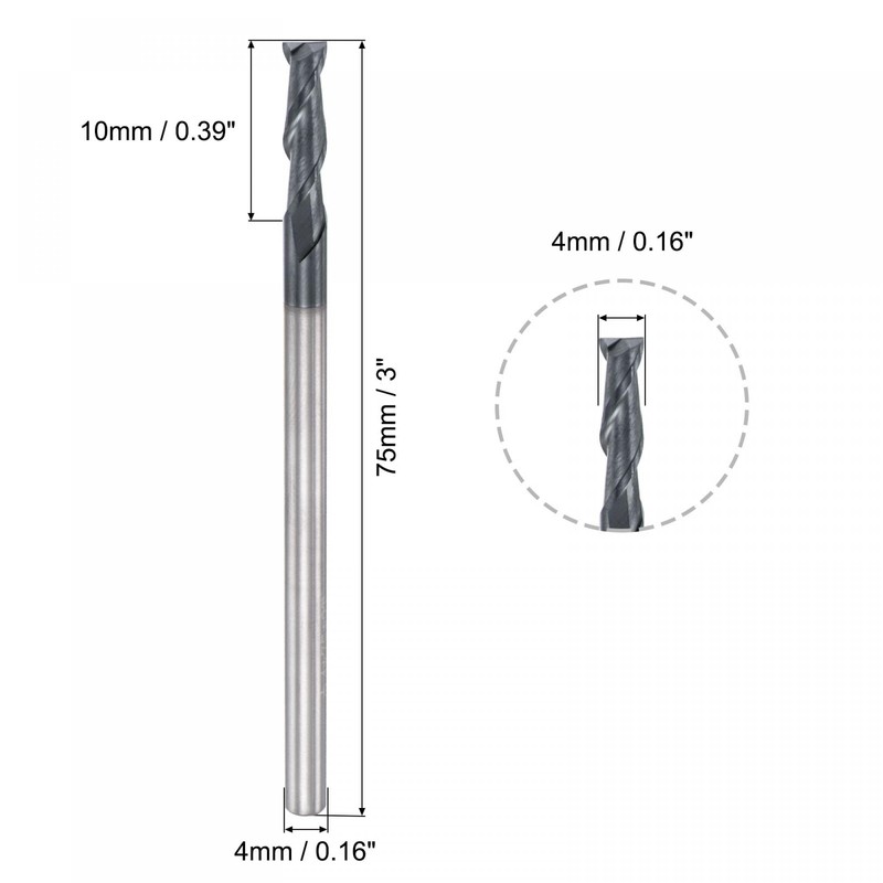 sourcing map Square Nose End Mill, 4mm Tip Dia Solid