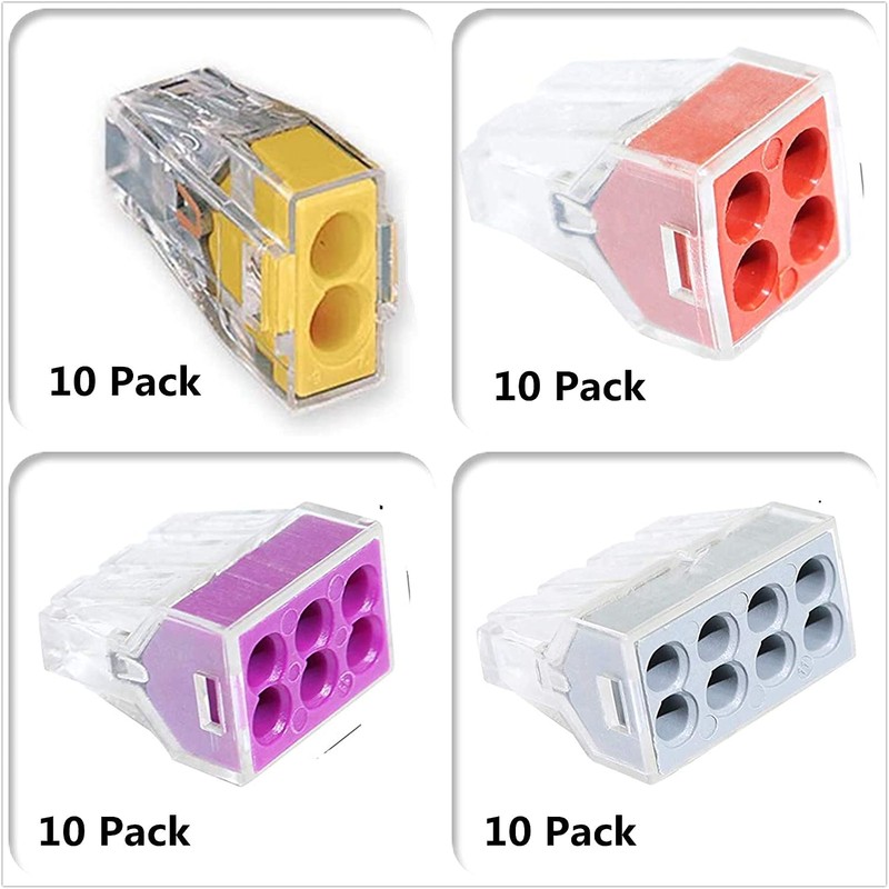 Push-in Wire Connector Wall-Nut 2/4/6/8 Port Conductor Combination Assortment Pack