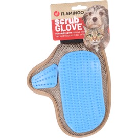 FLAMINGO Hatna 25 x 18 x 1.5 cm TPR Soft Breathable Mesh Massage Brush Glove for Dogs and Cats