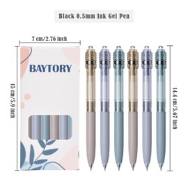 BAYTORY 6 Pcs Spinning Gel Pens, 0.5mm Retractable Black Ink Fine Point Pen, Smooth Writing Quick Dry Ink Pens for School Office Home ((Blue & Purple & Grey)