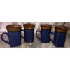 Royal Norfolk Blue/Brown Stoneware Coffee Mugs Dinnerware Cups-Set Of 4-SHIP24H