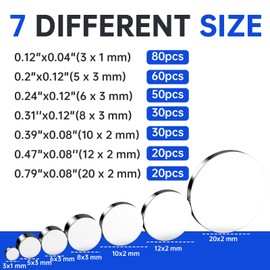 SRENMSMT Small Magnets, 290 Pack Refrigerator Magnets of 7 Different Sizes, Mini Magnets, Disc Magnets, Small Magnets for Fridge, DIY, Whiteboard, Billboard in Home, Kitchen, Office, School