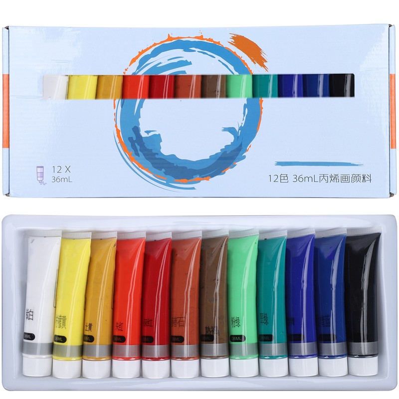 Acrylic Paint Set Hand Painted 12 Colors Pigment Tube for