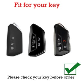 KUNIO for Volkswagen 3/5 Button Leather Metal Car Key Fob Cover Case Fit for VW ID.3 ID.4 2025 Golf 8 GTI R Atlas Cross Sport Skoda Octavia 2024 Seat Leon Keychain Key Fob Shell Accessories B Green