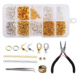 Lytonix 584 Piece Bracelet Clasps Set, with Round Crimp Beads, Jump Rings, Delta Steel Crimp Beads Tips, Extension Chain, for Making Bracelets, Key Chains and Earrings