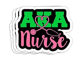 AKA Nurse, Pretty Girl Educated Black Nurse AKA Gift Decorations - 4x3 Vinyl Stickers, Laptop Decal, Water Bottle Sticker (Set of 3)