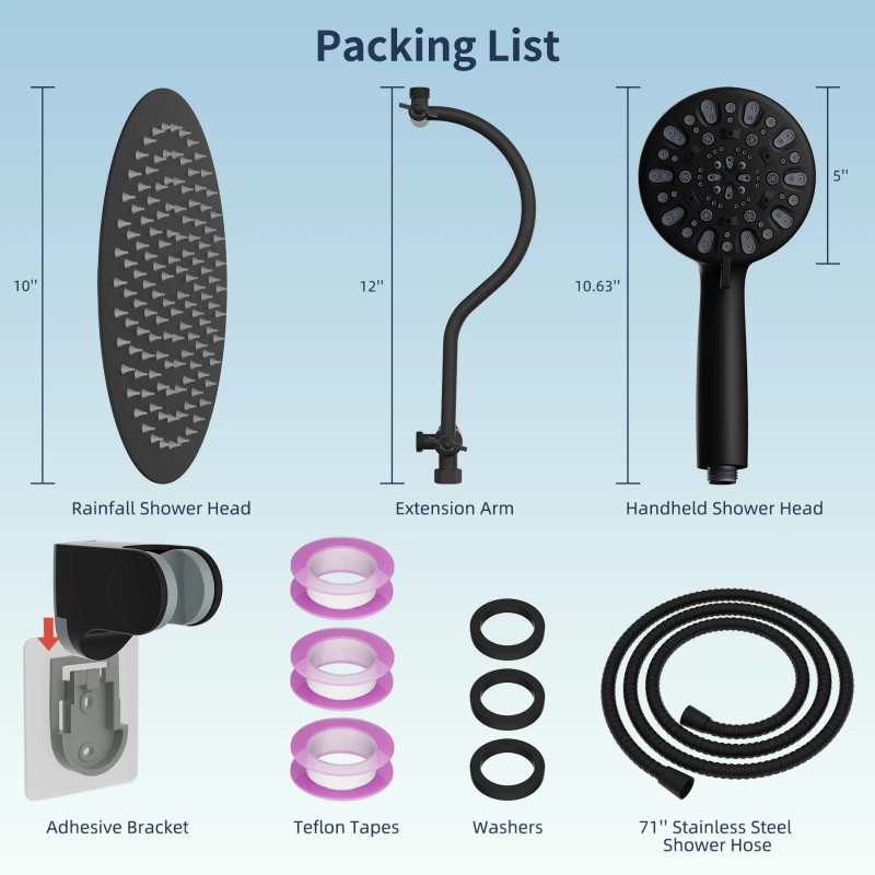 hibbent Shower Head Combo High Pressure Rainfall Shower Head with