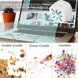 Surplex Mini Table Vacuum Cleaner, High Suction Power Dust Cleaner, Table Vacuum Cleaner for Cleaning Crumbs, Screwable Collection Container, with Charging Cable Brushes, for Desktop, Home, Office and