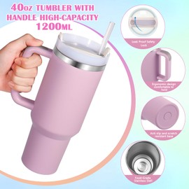 BELYQLY New Version 40oz Stainless Steel Vacuum Insulated Tumbler with Lid and Straw for Water, Smoothie and More, Iced Tea or Coffee (Lilac Purple)