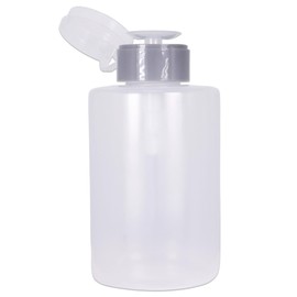 12oz Push Down Pump Dispenser Flip Top Cap Refillable Empty Bottle - Color: Gray - Lockable Travel Cosmetic Packaging Empty Bottle for Nail Polish Manicure