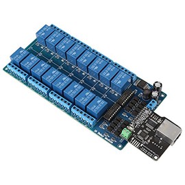 Bewinner Ethernet Control Module,16-Channel Relay Module,RJ45 Interface,Ethernet TCP/IP Relay On-Off Output Relay Module Board for Smart Home Control