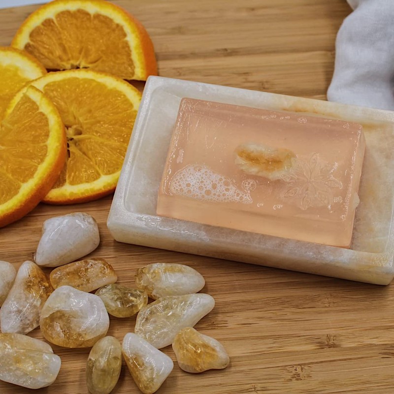 JABÓN con ACEITE ESENCIAL DE NARANJA y CUARZO| Hecho con