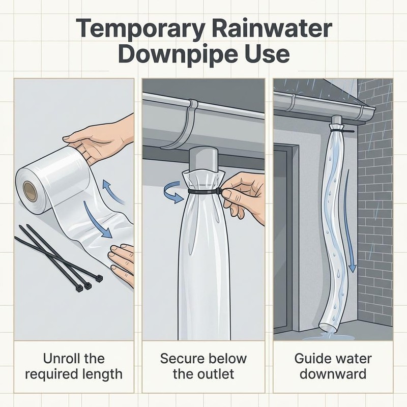 Temporary Rainwater Downpipe Kit for Gutter Outlets Storm Drainage (30