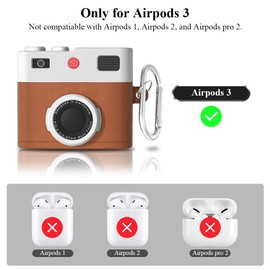 Dayinkes Compatible for Airpods 3rd Generation Case with Keychain, Camera Design for Airpods 3 Case Cover 2021, Shockproof Case Cover Compatible with Airpods 3rd ((Brown)