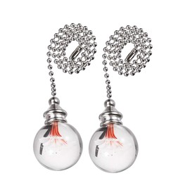PENCK Ceiling Fan Chain Extenders Decorative Light Pull Chains Ornament 12 inches Pullchain Gorgeous Hanging Pendants Crystal Glass with Red Flower Ball Pull Chain, Pack of 2