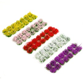 70pcs Colorful Miniature Flower for Crafts Cluster Flower Vegetation Groups Static Grass Tuft Scenery Model Artificial Model Grass Tufts for DIY Craft Train Landscape War Gaming Terrain Scenery Sand