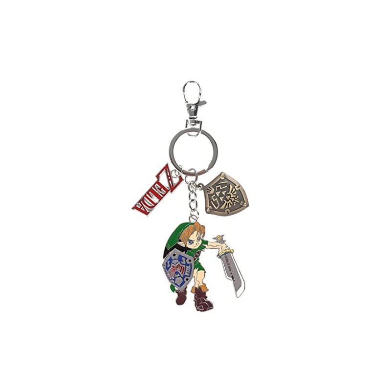 CosplayStudio Zelda Keyring with Link, Hyrule Shield & Zelda Lettering