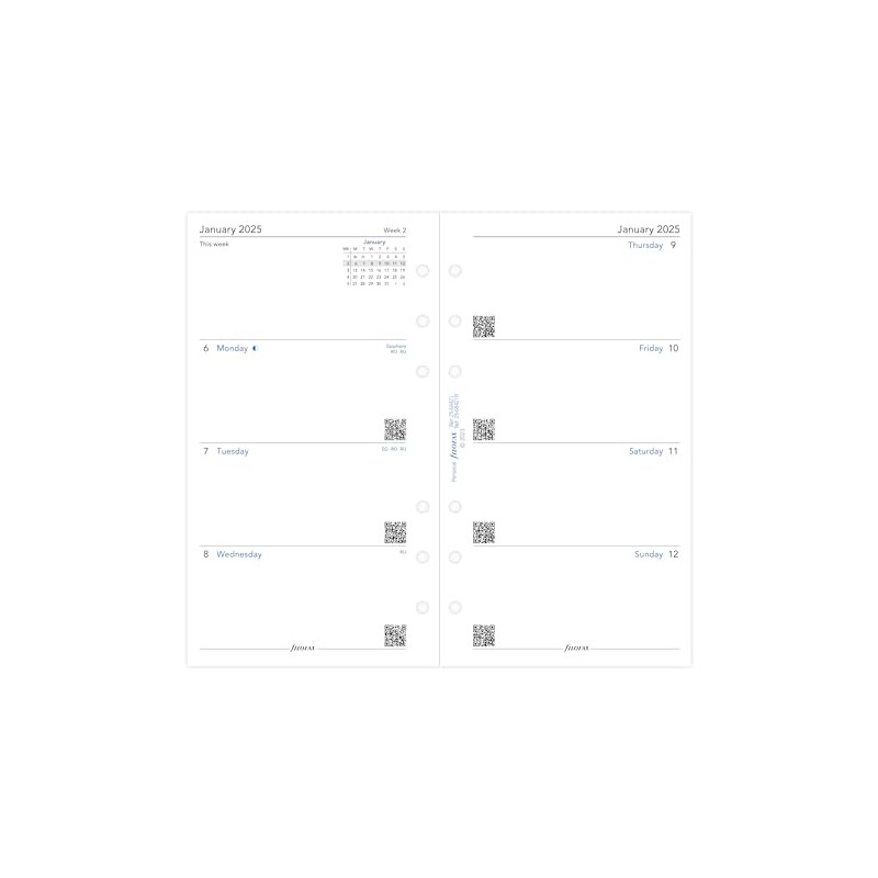 Personal Week on two pages English Monday start 2025