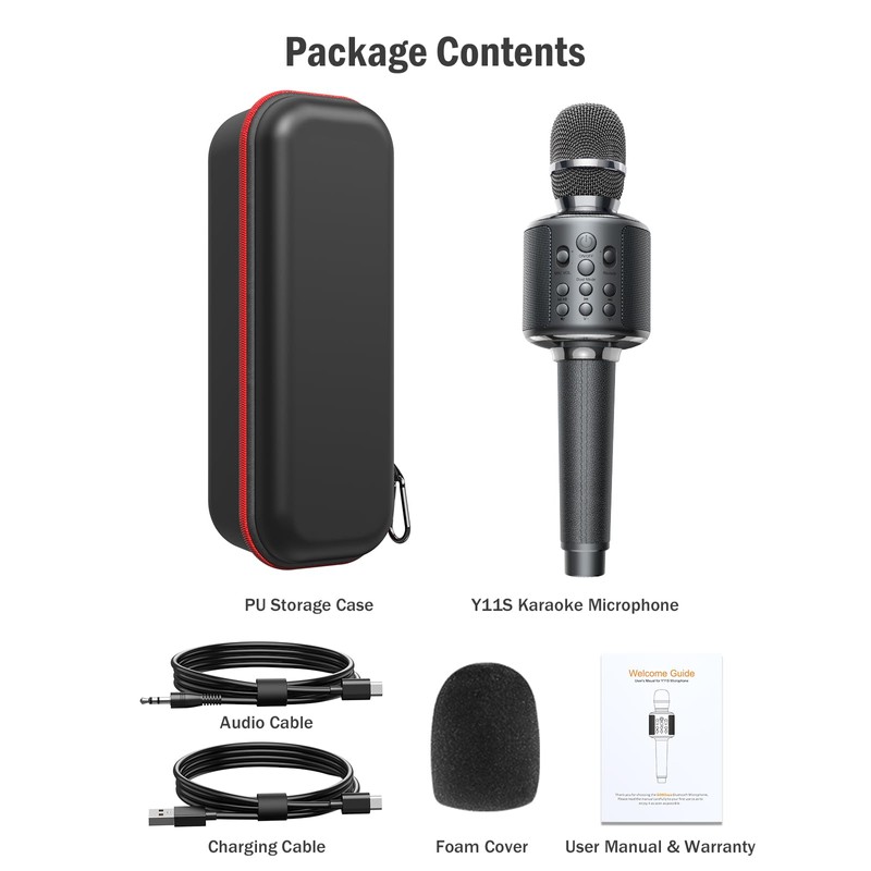 Wireless Bluetooth Karaoke Microphone, Built-in Loud Speaker for 10H Playback,
