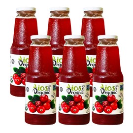 IOS Love Organic Juice - USDA Organic Certified - Cold Pressed, No Added Sugar, No Water, No Artificial Colors, No Preservatives, No Flavors Added, No Gluten - 33.8 Fl Oz (Cranberry, Pack of 6)