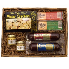 Gift Basket Village Gourmet Hearty Meat and Cheese Gift Box with Cheddar Cheese- Includes Salami, Summer Sausage, Birthday Gifts for Men, Ideal for Charcuterie Boards, Holidays, Corporate
