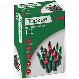 Christmas String Lights 100 Count - Incandescent Mini Red and Green Warm Christmas Light - 20.5 Feet Light String - Christmas Tree Lights - Indoor & Outdoor Christmas Decorations
