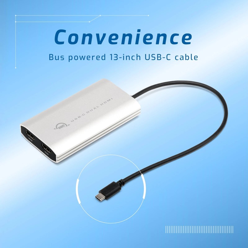 OWC USB-C to Dual HDMI 4K Display Adapter with DISPLAYLINK