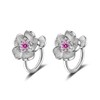 Flower-Pink White Gold Multi-Style Cuffs&Wraps No-Puncture for Womens Clip-on Earrings