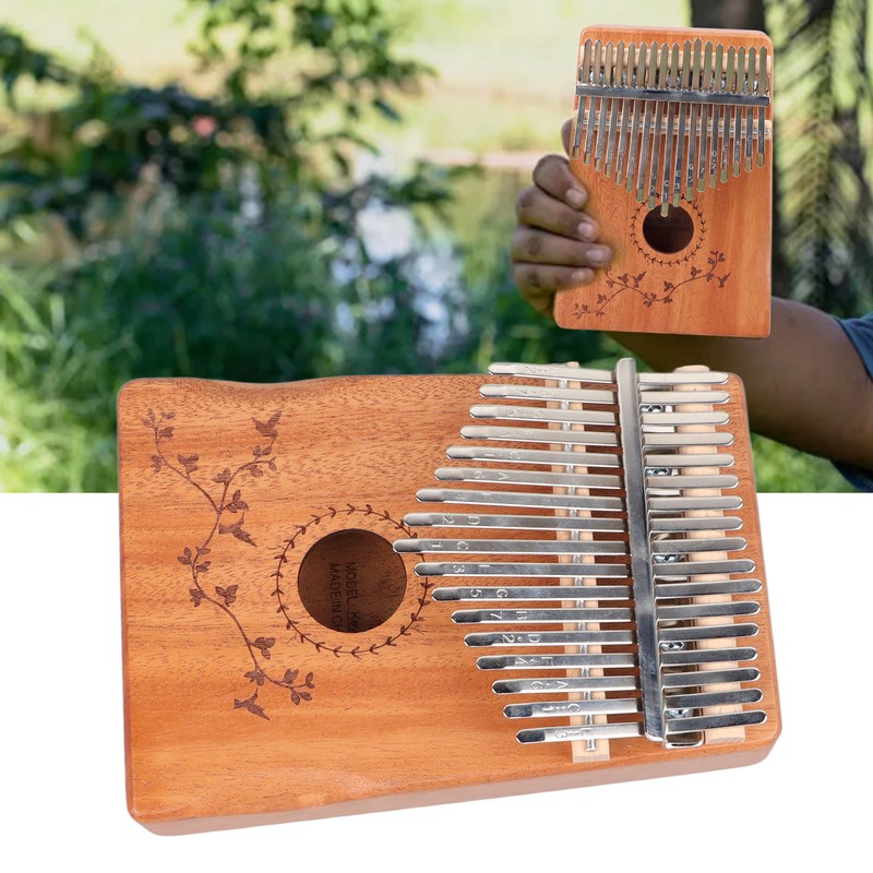 17 Keys Thumb Piano Mahogany Wood Finger Harp Mini Thumb