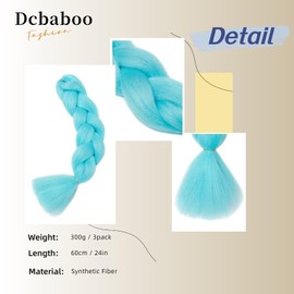 Dcbaboo Braids Extensions Synthetic Hair for Braiding 3 Pack 24 Inch Ombre Jumbo Braiding Hair Kanekalon Hair Extensions Braids Afro Crochet Box Braids Hair for Braids 300 g, Sky Blue