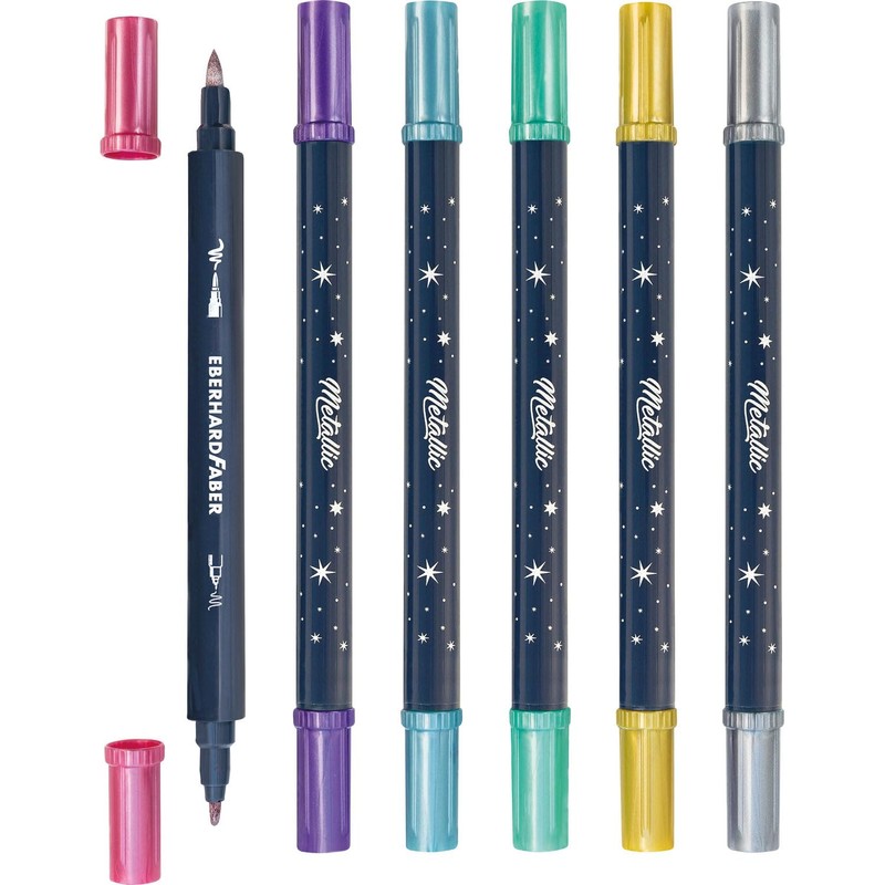 Eberhard Faber 558406 Metallic Marker, 6 Felt Tip Pens Thick