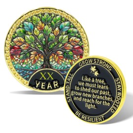 Tree of Life Sobriety Coin - 20 Year Sobriety Coin, AA Chip Medallion & NA Recovery Medallion, Alcoholics Anonymous Medallion for Celebrating Sobriety Anniversary, Sobriety Gifts for Men & Women